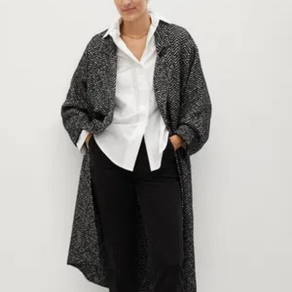 Mango Oversized Chevron Striped Trench Cardigan - Picture 2 of 8